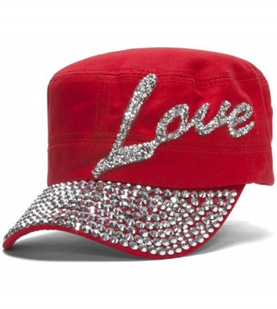 Baseball Caps Womens Love Embellished Cadet Cap - Red - C411OWA2IJL $13.27