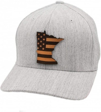Baseball Caps 'Minnesota Patriot' Leather Patch Hat Flex Fit - Black - CA18IOZ9NAG $28.10