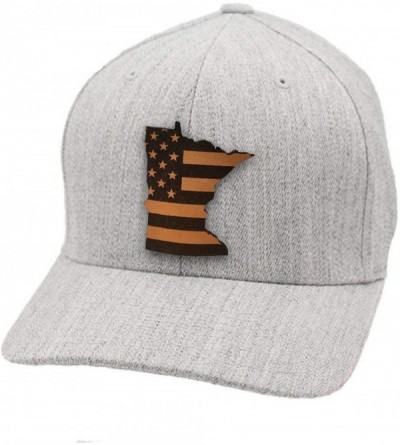 Baseball Caps 'Minnesota Patriot' Leather Patch Hat Flex Fit - Black - CA18IOZ9NAG $28.10
