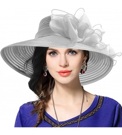 Sun Hats Women's Dressy Church Baptism Wedding Derby Hat - Grey - C717YSN4Q6G $26.61