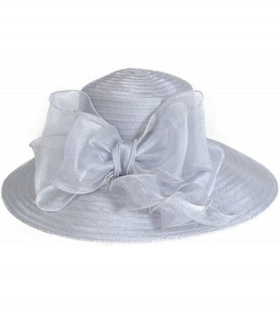 Sun Hats Women's Dressy Church Baptism Wedding Derby Hat - Grey - C717YSN4Q6G $26.61