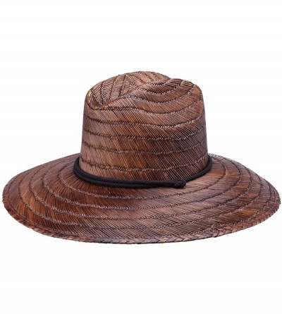 Sun Hats Natural Straw Costa Lifeguard Hat - Wide Brim Sunhat - Dark Brown - C011B30I8DJ $73.48
