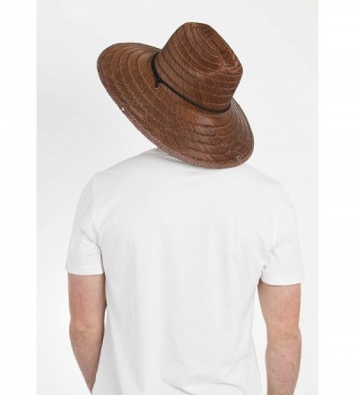 Sun Hats Natural Straw Costa Lifeguard Hat - Wide Brim Sunhat - Dark Brown - C011B30I8DJ $39.84