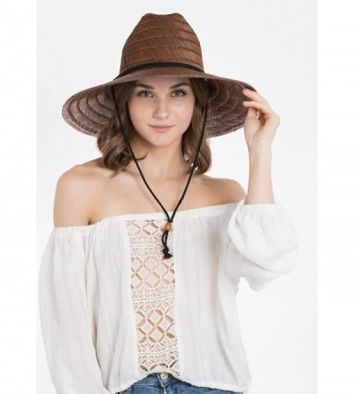 Sun Hats Natural Straw Costa Lifeguard Hat - Wide Brim Sunhat - Dark Brown - C011B30I8DJ $39.84