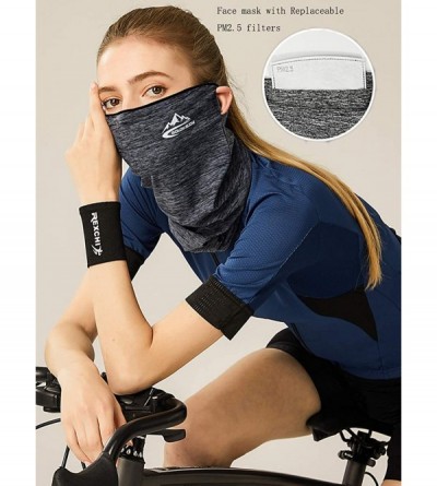 Balaclavas 12 in 1 Multi-Functional Headwear Face Mask with PM2.5 Filters Balaclavas for Sun UV- Dust mask Grey - CG1982A5Q7K...