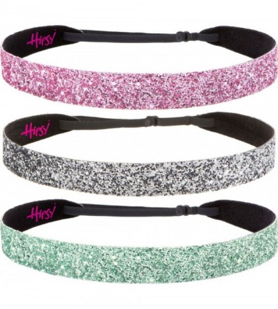 Headbands Women's Adjustable NO SLIP Bling Glitter Wide Cute Headbands Gift Packs (Wide Seafoam/Gunmetal/L. Pink 3pk) - CF12F...