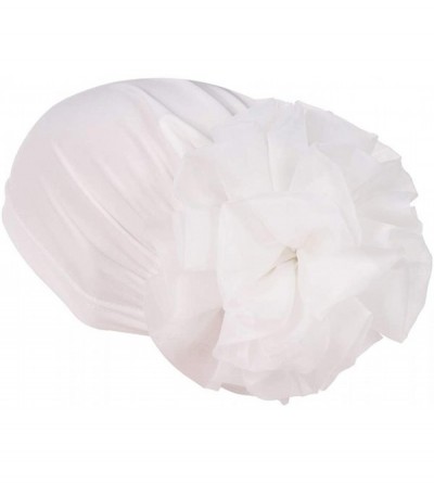 Skullies & Beanies Women Big Flower Turban Hat Head wrap Headwear Cancer Chemo Beanie Cap Hair Loss Cover - White - CX18UZ46S...