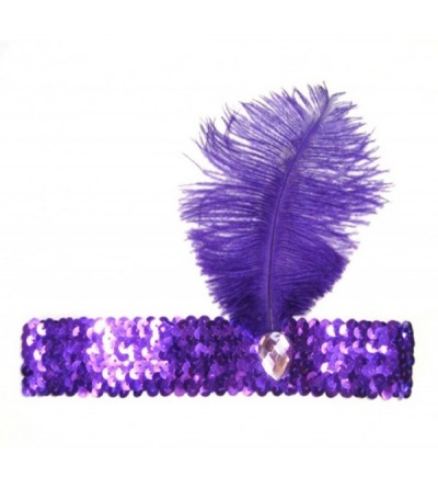 Headbands Women's Feather 1920s Headpiece Shining Sequins Party Headband - Purple - CS12KHECB3J $16.54