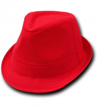 Fedoras Orgianl Basic Poly Woven Fedora Hats - RED / RED - L / XL - CD119Q4OONR $17.04
