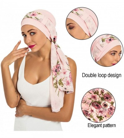 Skullies & Beanies Bamboo Cotton Lined Cancer Headwear for Women Chemo Hat with Scarfs of - Pink - CT18WXQMAM0 $11.49