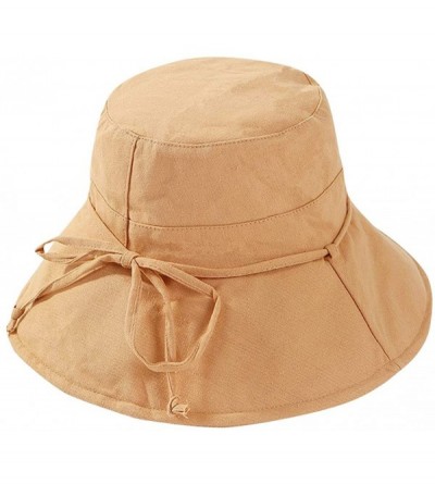 Bucket Hats Women's UV Protection Sun Bucket Beach Cap Outdoor Fisherman Bucket Hat - Khaki - CO18OCKA0SA $12.35