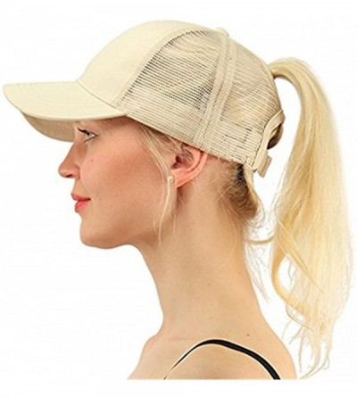 Baseball Caps Ponytail Cap Messy Trucker Adjustable Visor Baseball Cap Hat Unisex - Black+beige - CO18DYS8EN9 $17.06