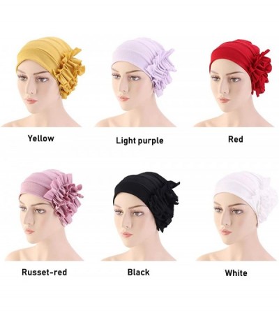 Skullies & Beanies New Women's Cotton Flower Elastic Turban Beanie Chemo Cap Hair Loss Hat - Light Purple - CR18RQ6RO6G $10.27