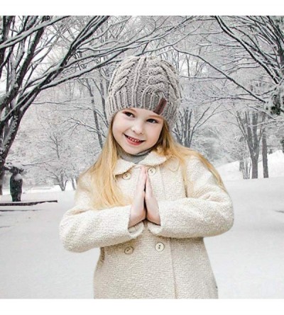 Skullies & Beanies Toddler Child Kids Girls Winter Warm Hat Ponytail Beanie Hats Messy Bun BeanieTail Knit Cap Light Grey - C...
