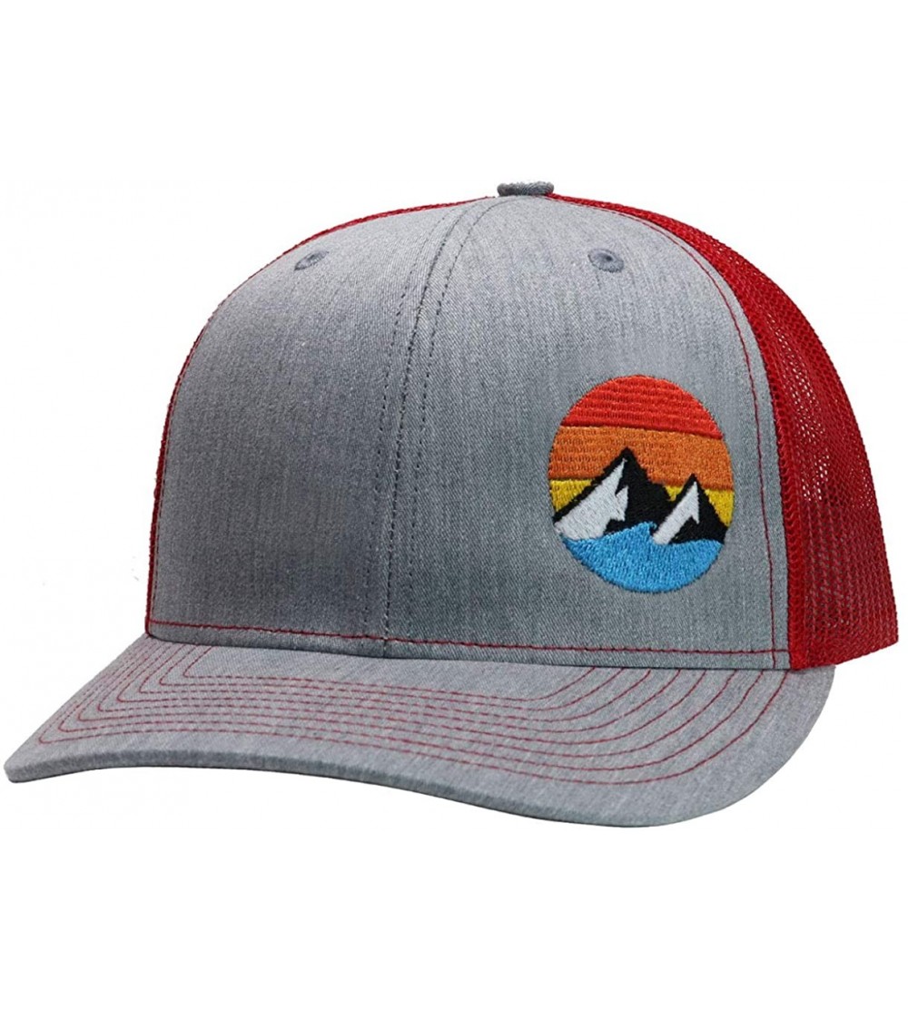 Baseball Caps Trucker Hat - Explore The Outdoors - Snapback Hats for Men - Heather Grey/Red - CT195256DM0 $19.66