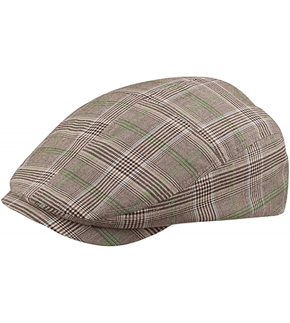 Newsboy Caps Fashion Plaid Ivy Cap - Brown- Medium - CR114F41LWP $11.39