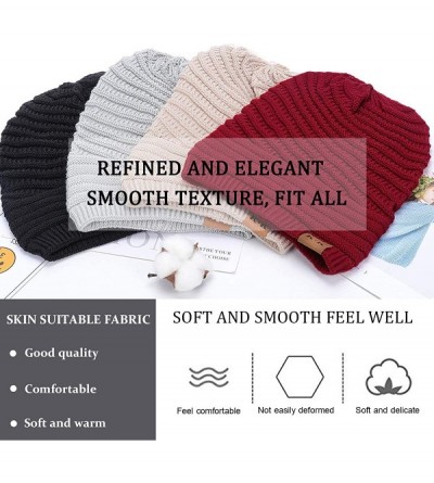 Skullies & Beanies Knitted Beanie Hats - Women Winter Warm Hat Slouchy Chunky Soft Stretch Cabel Knit Beanie Hat for Women - ...