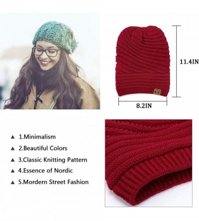 Skullies & Beanies Knitted Beanie Hats - Women Winter Warm Hat Slouchy Chunky Soft Stretch Cabel Knit Beanie Hat for Women - ...