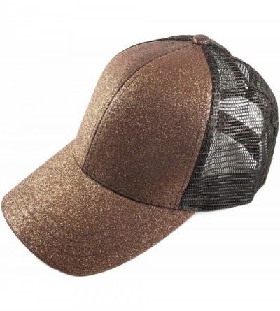 Baseball Caps Ponycap Messy High Bun Ponytail Adjustable Glitter Mesh Trucker Baseball Cap Hat - Bronze - CK18AGAIK37 $10.96