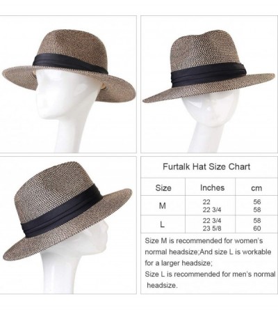 Sun Hats Panama Hat Sun Hats for Women Men Wide Brim Fedora Straw Beach Hat UV UPF 50 - 2 Pcs Ivory/Black Brown - CJ18NDXS6QE...