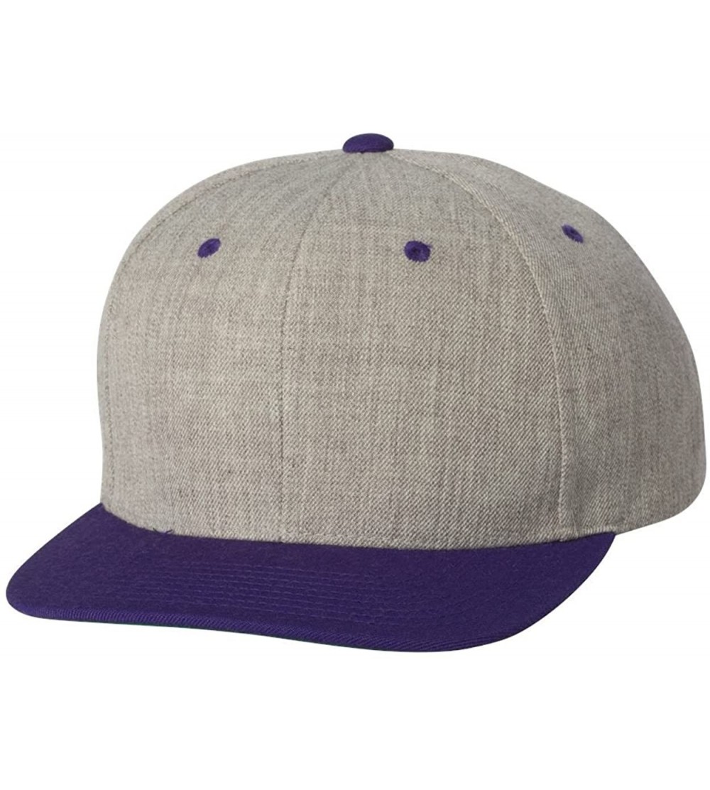 Baseball Caps Flexfit 6 Panel Premium Classic Snapback Hat Cap - Heather Grey/Purple - CU12D6KE6G1 $11.34