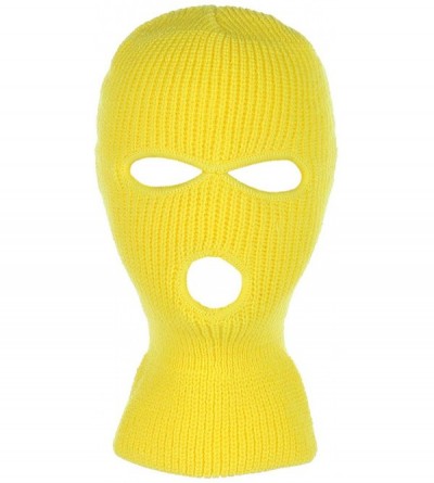 Balaclavas Knitted 3-Hole Full Face Cover Ski Mask - Yellow - C91838ZRC8A $20.92