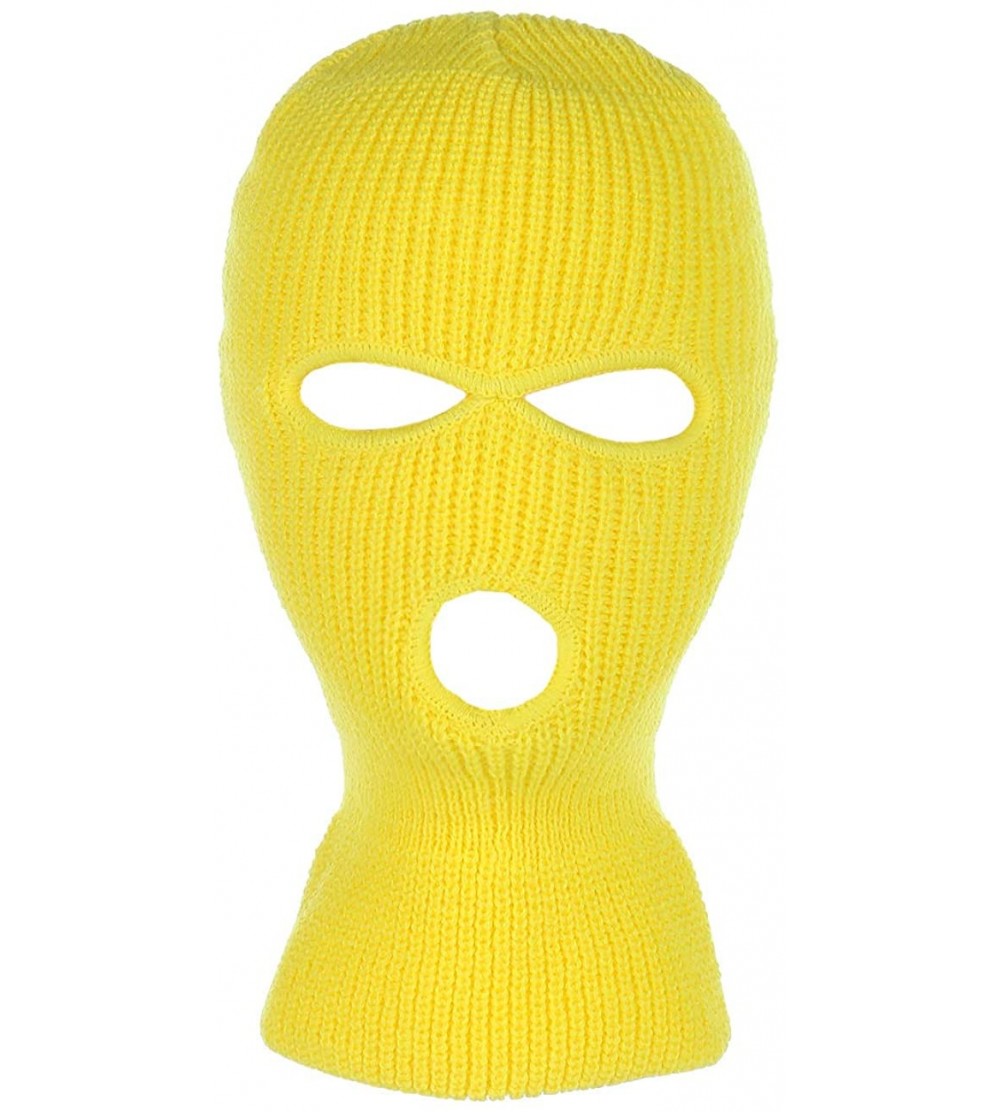 Balaclavas Knitted 3-Hole Full Face Cover Ski Mask - Yellow - C91838ZRC8A $11.95