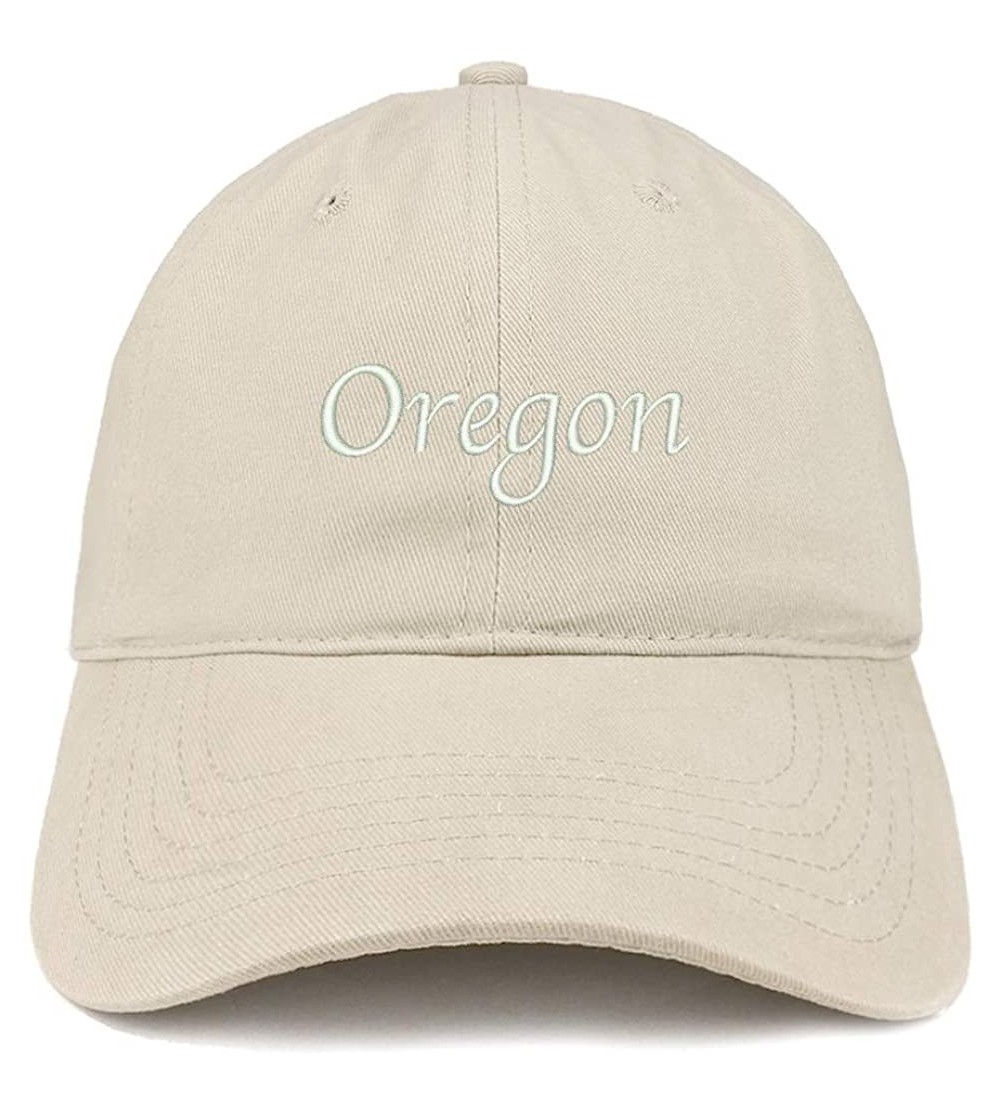 Baseball Caps Oregon Embroidered 100% Cotton Adjustable Cap Dad Hat - Stone - CA18SNM6TAK $13.35