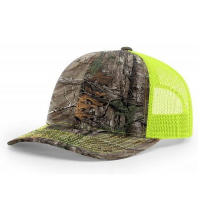 Baseball Caps Richardson 112 112P Trucker Mesh Snapback Hat Curved Bill with NoSweat Hat Liner - Realtree Xtra/Neon Yellow - ...