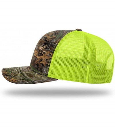 Baseball Caps Richardson 112 112P Trucker Mesh Snapback Hat Curved Bill with NoSweat Hat Liner - Realtree Xtra/Neon Yellow - ...