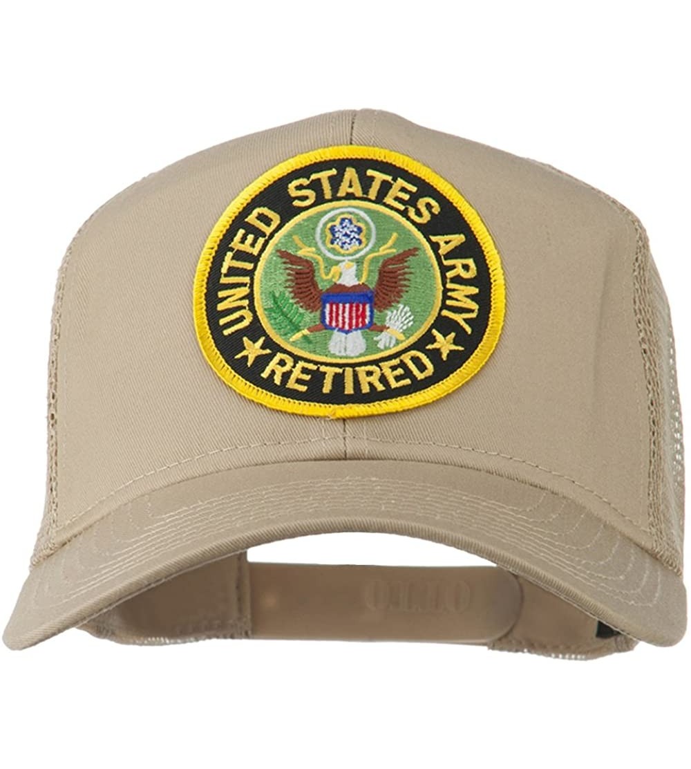 Baseball Caps US Army Retired Circle Patched Mesh Cap - Khaki OSFM - CN11RNPR3HP $10.92