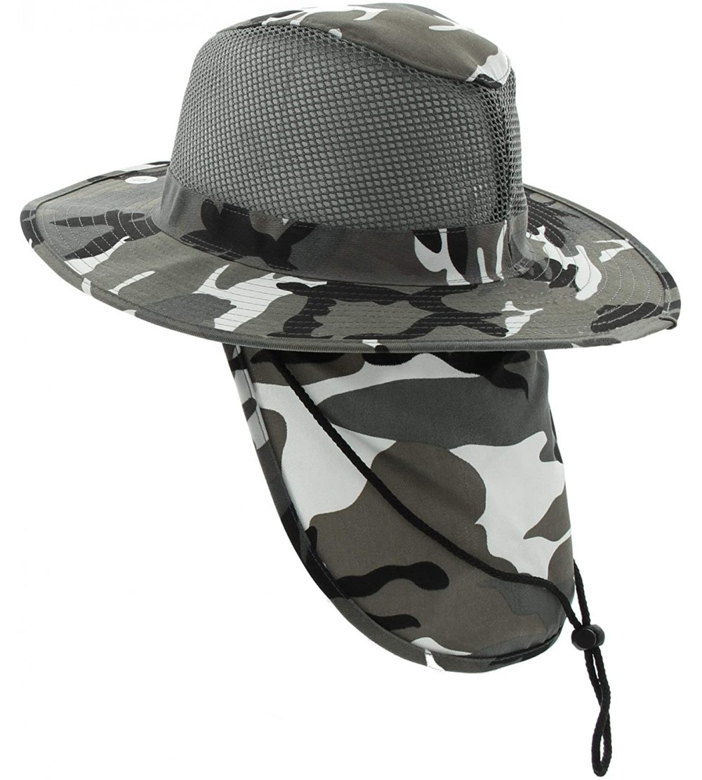 Sun Hats Wide Brim Bora Booney Outdoor Safari Summer Hat w/Neck Flap & Sun Protection - Urban/City Camo - C711GGF33BD $13.34