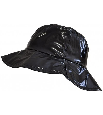 Rain Hats Wide-Brimmed Vinyl Rain Hat - 01-black - CL11UYFLDJZ $30.92