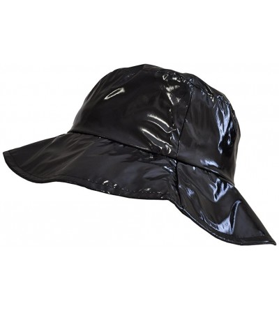 Rain Hats Wide-Brimmed Vinyl Rain Hat - 01-black - CL11UYFLDJZ $18.81