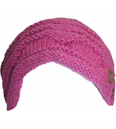 Skullies & Beanies Trendy Ribbed Wool Knit Warm Oversized Chunky Soft Fleece Lined Slouchy Beanie Mitten Hat - Hat - Pink - C...