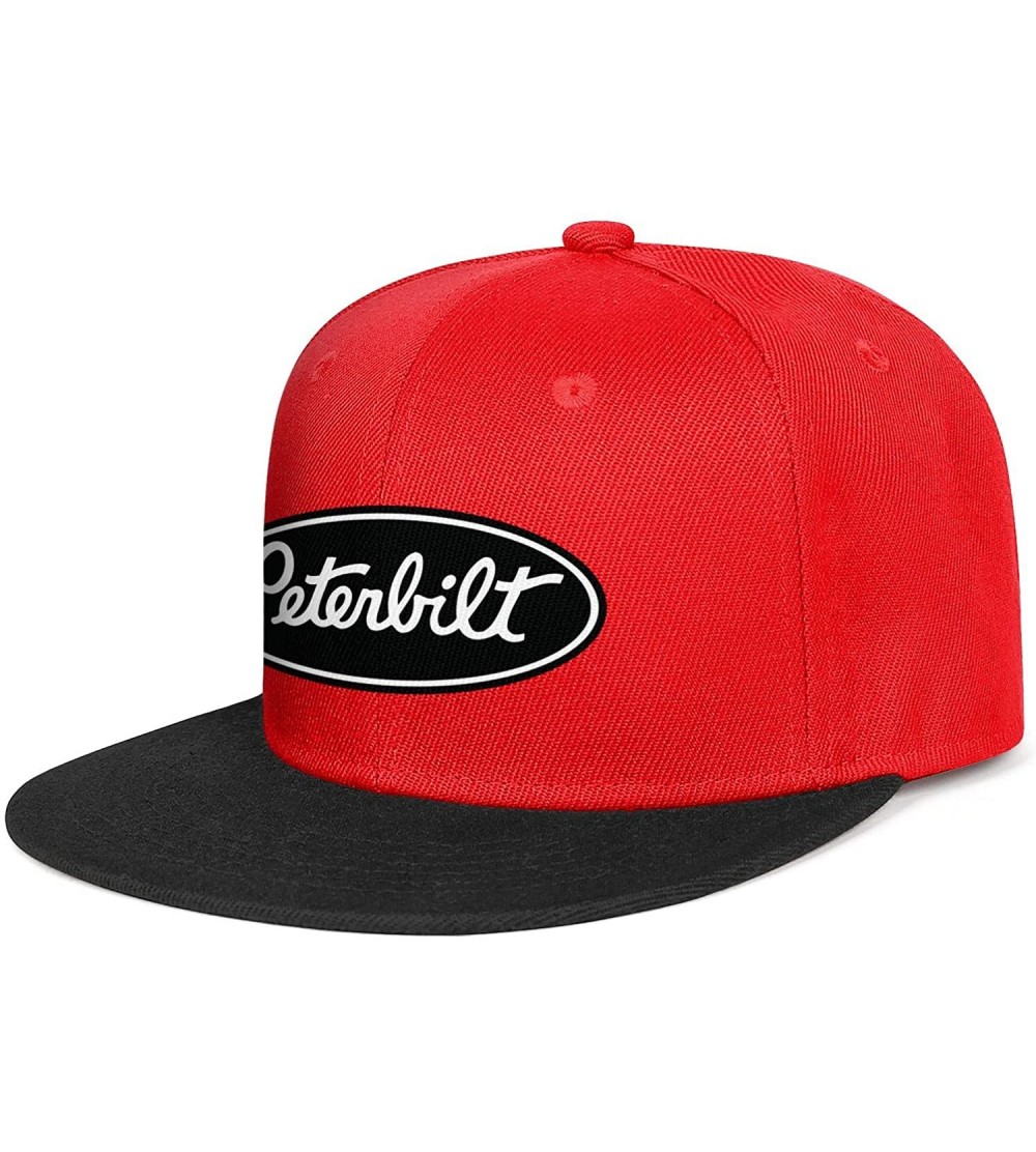 Baseball Caps Unisex Man Baseball Hat Hip Hop Adjustable Mesh Captain-Peterbilt-tiucks-Flat Cap - Red-2 - CM18AH0TWHT $16.64