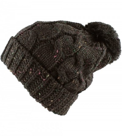 Berets Multi Color Pom Pom Crochet Thick Knit Slouchy Beanie Beret Winter Ski Hat - Charcoal - CW11SC7Z3PR $9.90