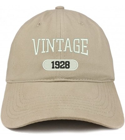 Baseball Caps Vintage 1928 Embroidered 92nd Birthday Relaxed Fitting Cotton Cap - Khaki - CM180ZL6DRE $21.32