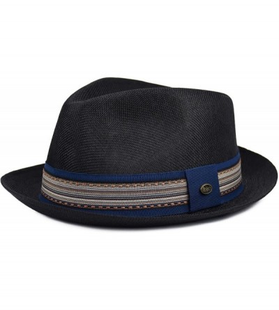 Fedoras Men's Summer Fedora Hat- Breathable Linen Porkpie Hat- Stingy Brim Dress Hat - Black - C018E3I5CCQ $23.09