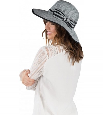 Sun Hats Ladies Women Straw Panama Summer Beach Sun Hat Trilby Fedora w- Bow Band - Grey - CY17YQS4A2E $10.61