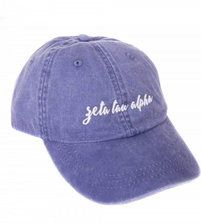 Baseball Caps Zeta Tau Alpha (N) Sorority Baseball Hat Cap Cursive Name Font ZTA - Purple - C218DTZLUO5 $22.32