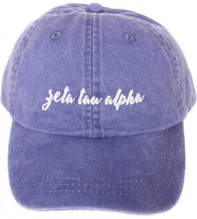 Baseball Caps Zeta Tau Alpha (N) Sorority Baseball Hat Cap Cursive Name Font ZTA - Purple - C218DTZLUO5 $22.32