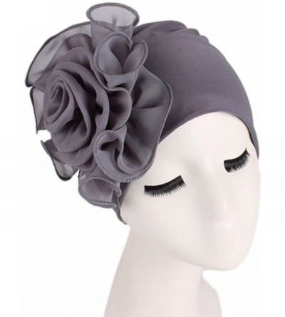 Skullies & Beanies Cancer Turbans Twisted Headwear Flowers - Gray - C018XU50QUN $9.61