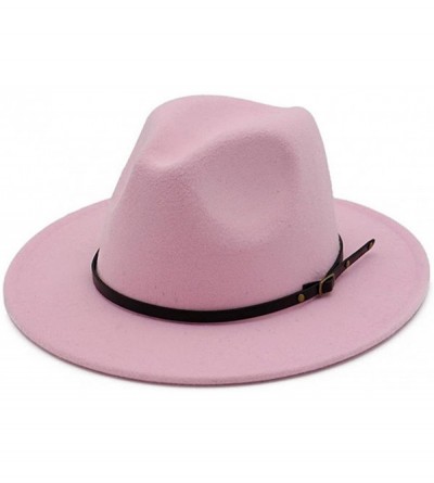Fedoras Women Belt Buckle Fedora Hat - Pink - CF1838X6LH4 $30.01