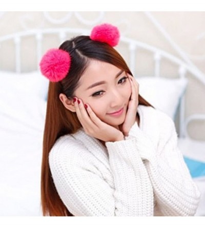 Headbands Girl's Adorable Fur Ball Pompom Ball Hair Hoops Headbands - Coffee - C917WW29H0U $8.63