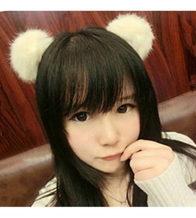 Headbands Girl's Adorable Fur Ball Pompom Ball Hair Hoops Headbands - Coffee - C917WW29H0U $8.63