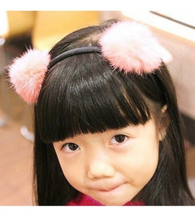 Headbands Girl's Adorable Fur Ball Pompom Ball Hair Hoops Headbands - Coffee - C917WW29H0U $8.63