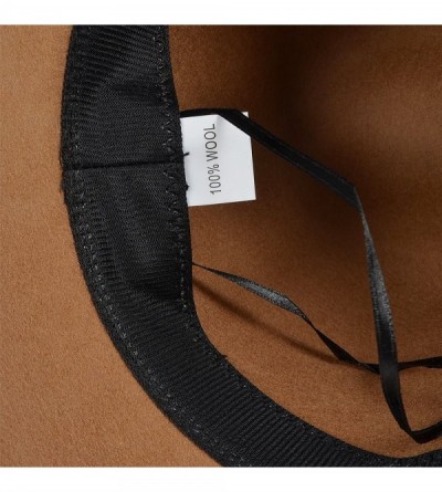 Fedoras Wool Felt Wide Brim Fedora Hats for Women Men - Camel - CS18KXHXWGS $38.91