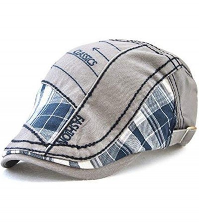 Newsboy Caps Men Beret Hat Cotton Buckle Adjustable Newsboy Hats Cabbie Gatsby Cap - Hat-t4-grey - CG18TA7TTS4 $16.60