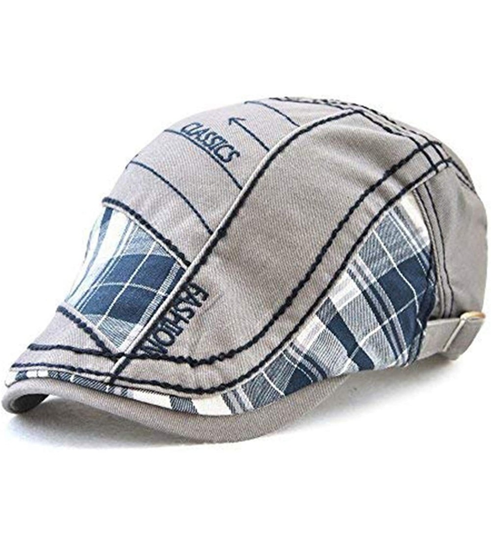 Newsboy Caps Men Beret Hat Cotton Buckle Adjustable Newsboy Hats Cabbie Gatsby Cap - Hat-t4-grey - CG18TA7TTS4 $16.60